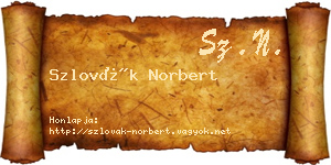 Szlovák Norbert névjegykártya