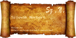 Szlovák Norbert névjegykártya